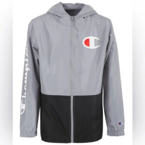 Champion Light Jacket Black & Gray color block Size Large L Long Sleeve Athletic